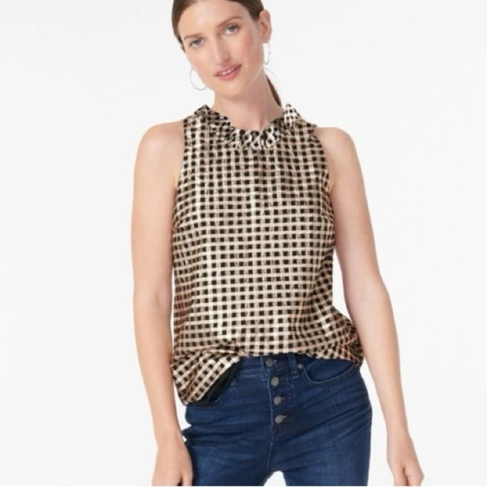 J. Crew Ruffled Neck Sleeveless Blouse